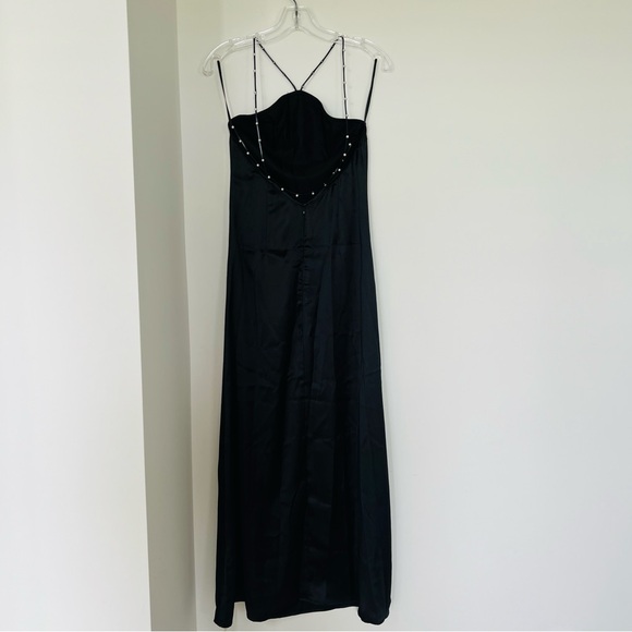 Commense Hold My Pearls Open Back Satin Long Dress Sz XS - Picture 9 of 16